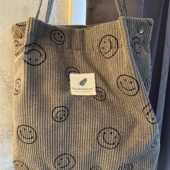 Gray Smiley Face Tote Bag - Picture 2 of 5
